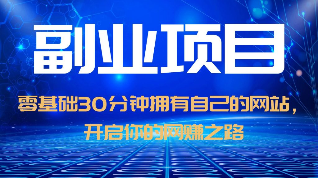 （6203期）零基础30分钟拥有自己的网站，日赚1000+，开启你的网赚之路（教程+源码）-玖野学社-每日分享网创项目！