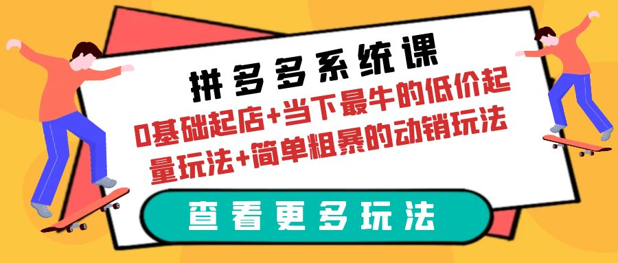 （6217期）拼多多系统课：0基础起店+当下最牛的低价起量玩法+简单粗暴的动销玩法-玖野学社-每日分享网创项目！